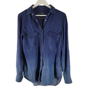 Rails Button Down Shirt Women's XS Ombre Dark Blue Wash Chambray Denim